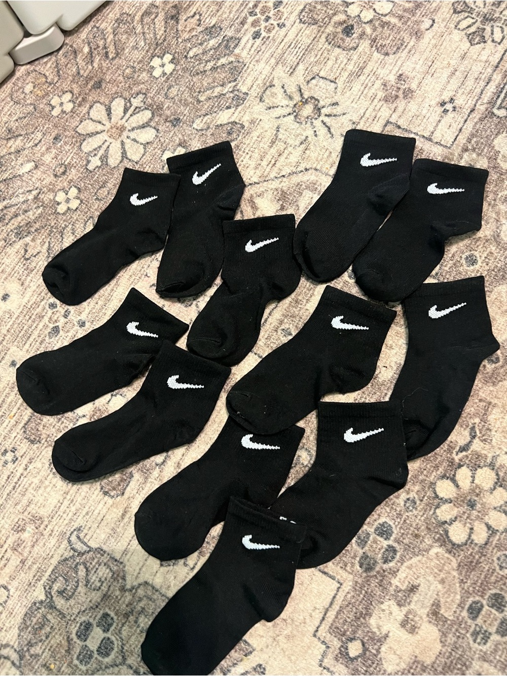 Nike Black Ankle Socks with White Swoosh - Pack of 6 pair